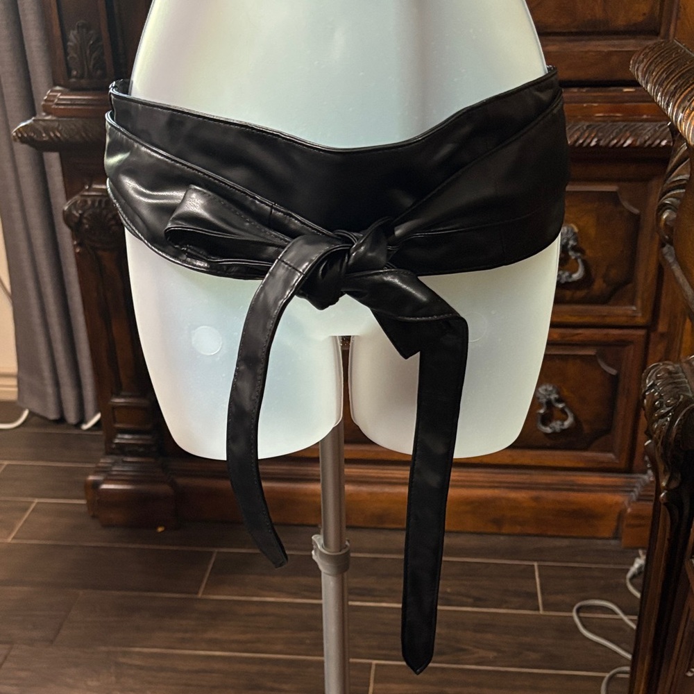 Macy's Elegant Black  faux leather Wrap Belt